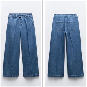 Zara Wide Leg Darted Z1975 Blue Jeans - Sz 6